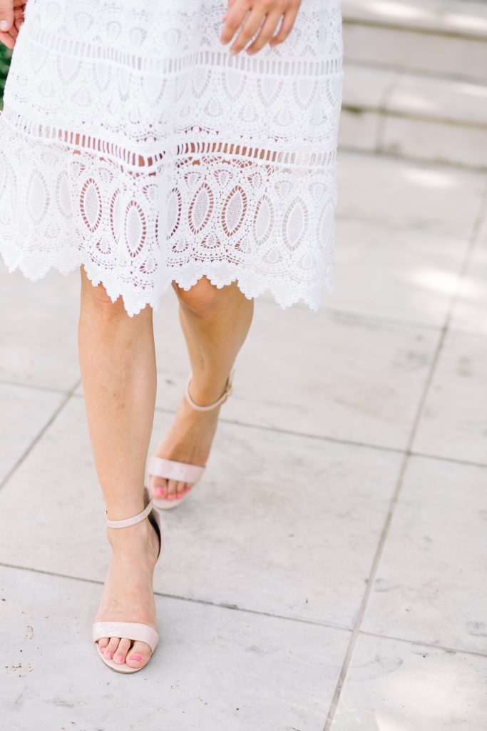 White Lace & Blush Sandals